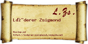 Lóderer Zsigmond névjegykártya
